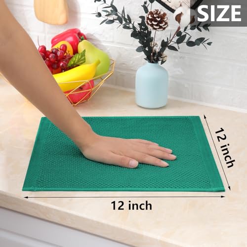 Image of Homaxy 100% Cotton Waffle Weave Kitchen Dish Cloths, Ultra Soft Absorbent Quick Drying Dish Towels, 12 x 12 Inches, 12-Pack, Dark Green
