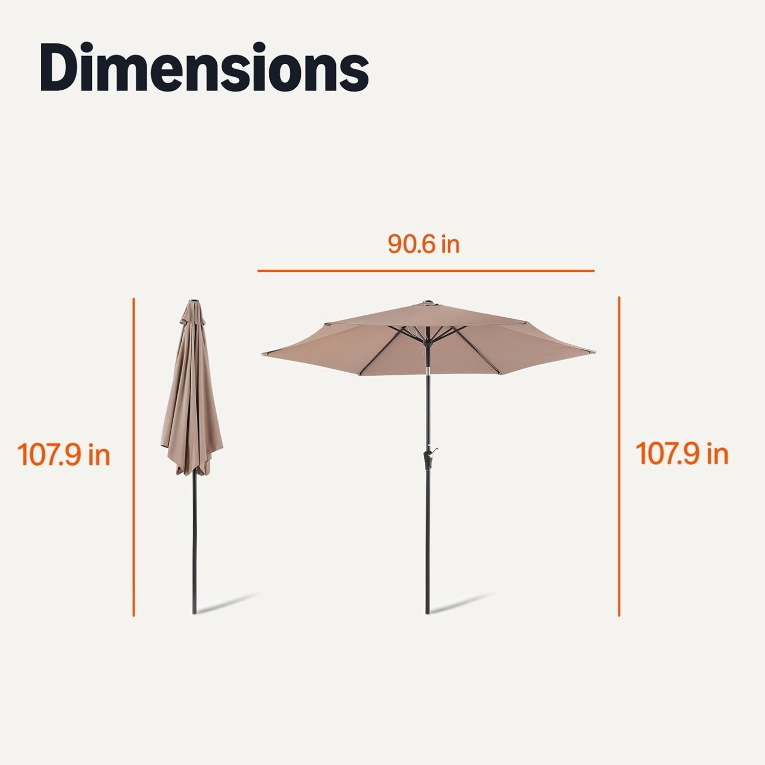 Amazon Basics Patio Umbrella, Crank Lift and Push Button Tilt, 9 Foot, Tan - Image 5