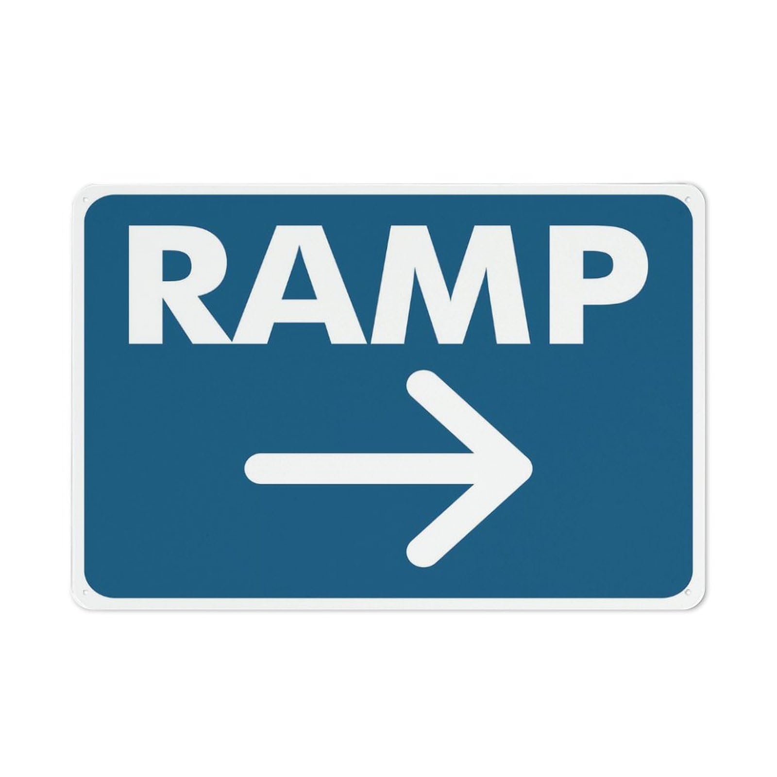 Arrow Ramp Right Sign For House Door Office Business Yard,Metal Aluminum Rust Free Sign - 12"" X 8"", Pre-Drilled Holes, Weather Resistant