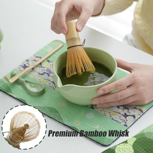 Clay&Fire Matcha Whisk Set, Ceramic Matcha Set, Matcha Bowl with Spout and Whisk, 9 pcs Matcha Tea Kit for Matcha Lovers, Ideal Gift Christmas, Birthday (Green) by Clay&Fire - Image 4