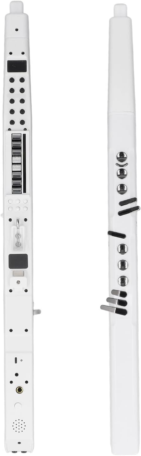 Portable Electronic Wind Instrument, Rechargeable Electric Saxophone Synthesizer with Replacement Mouthpiece, More Sensitive Key for Beginner and Adult (White)