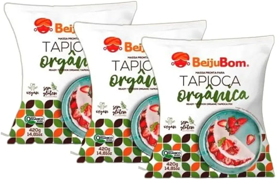 Kit 3X: Tapioca Orgânica Sem Glúten BeijuBom 420g