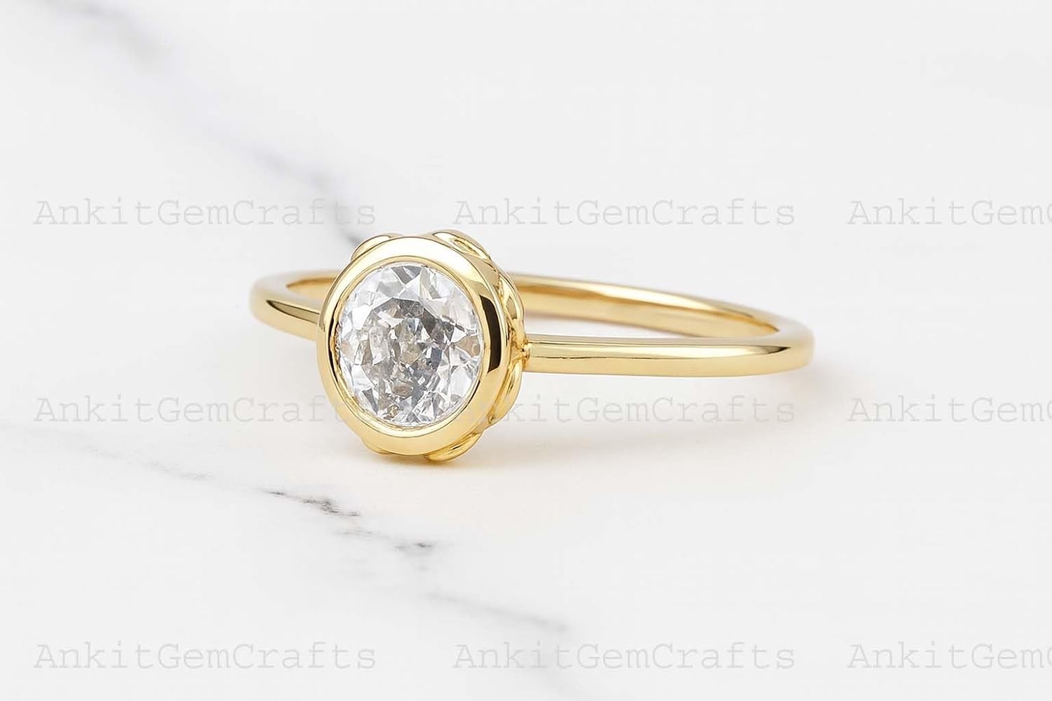 2.5 CT Portuguese Cut Moissanite Engagement Ring 14K Yellow Gold Cathedral Solitaire Wedding Ring Anniversary Jewelry Gift for Wife