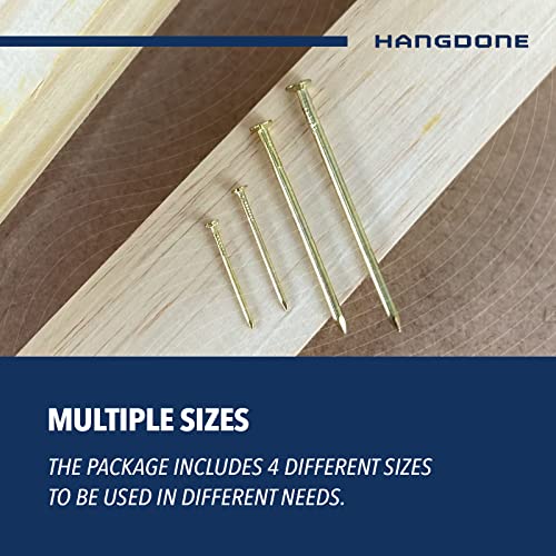 Hangdone Nails Assortment 250-Pieces 4 Sizes, Brass Plated #TOP4