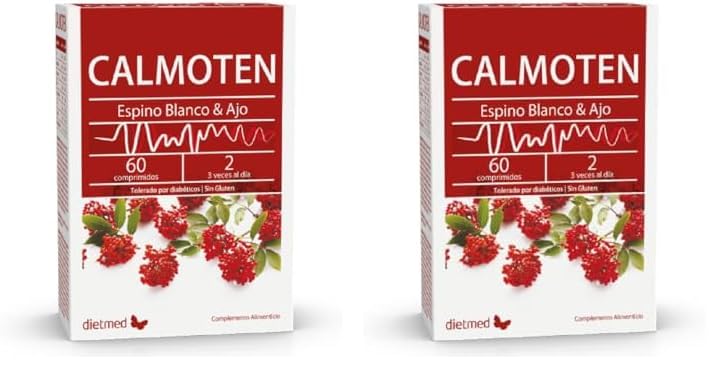 Dietmed | Calmoten - 60 Comprimidos | Espino Blanco & Ajo (Paquete de 2)