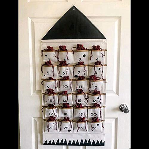 QUPA AM STORE Christmas Advent Calendar with Pockets Wall Hanging Bag for Home Xmas Countdown Decoration