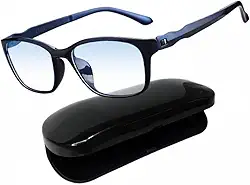 Óculos Anti Luz Azul Confortável Leve TR90 Bloqueador Blue Ray Sem Grau Celular Blocker Proteção Contra os Raios Azuis Telas Computador TV Matte Blue + Estojo forro duplo DAFALUI