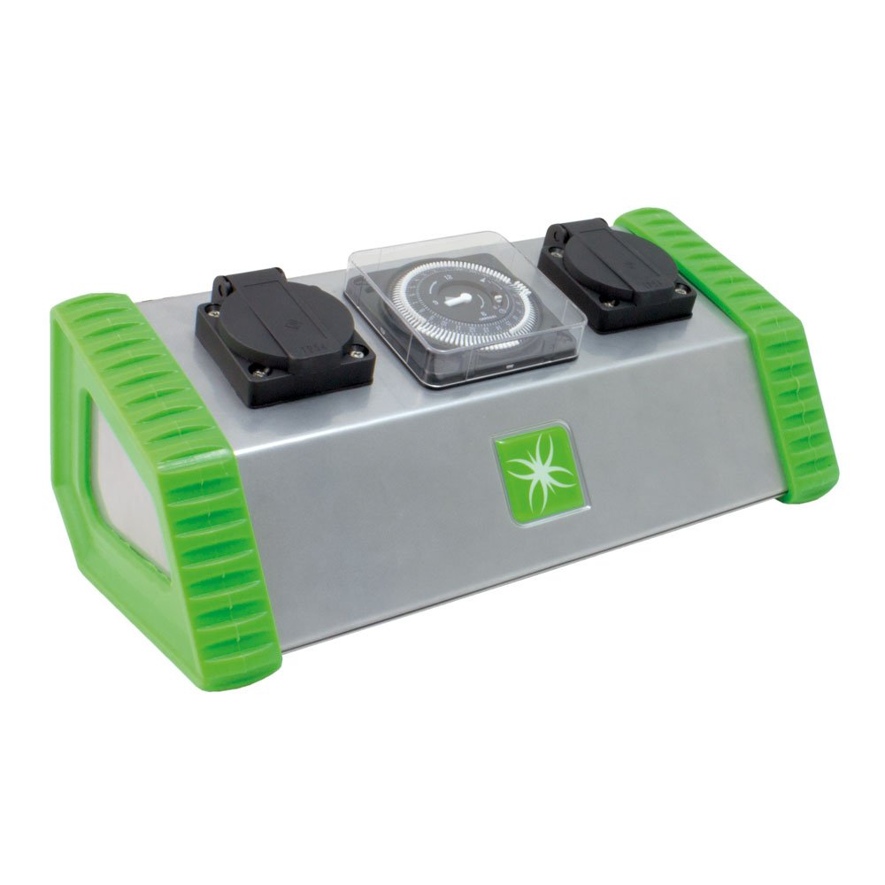 Lumii Contactor Relay 13 Amp 2 4 or 6 Socket with Timer Hydroponic Lights HPS MH (2 Soctor)