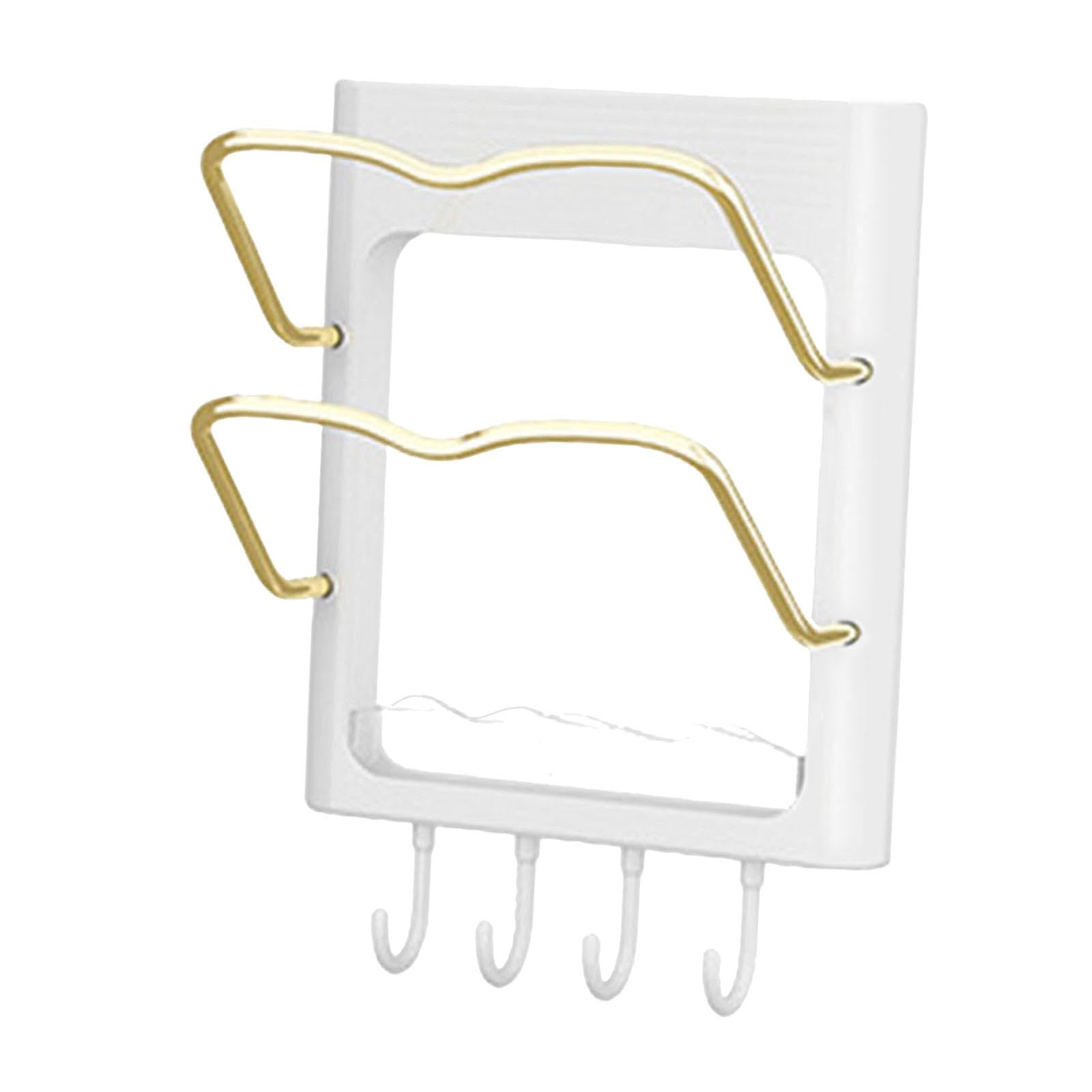 Pot Lid Holder Chopping Board Rack Multiuse Pot Cover Stand Sturdy with Drain Tray Pot Lid Storage Rack for Kitchen Home Door, Gold