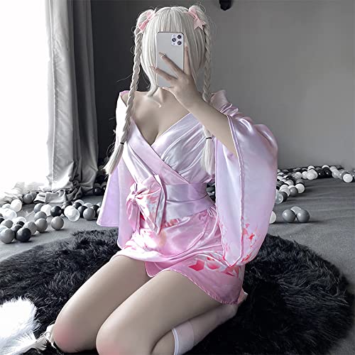 Image of Female Japanese sexy kimono cardigan underwear anime cosplay fox spirit loose yukata nightgown blouse