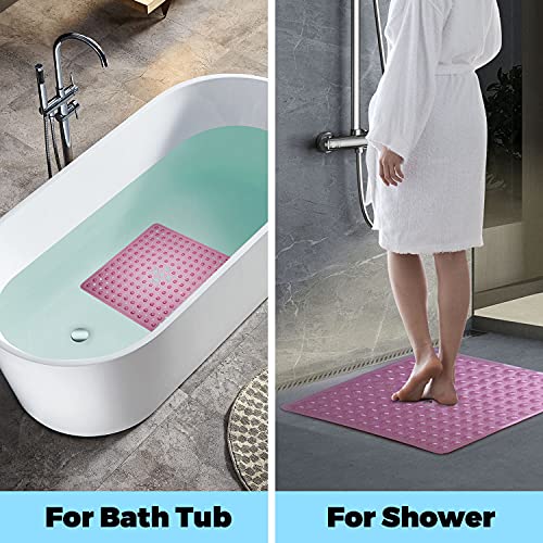 Yinenn Shower Mat Square Bathroom Mats 21 X 21 Inches With Suction Cups And Drain Holes, Non Slip And Washable For Showers (Purple) #TOP6