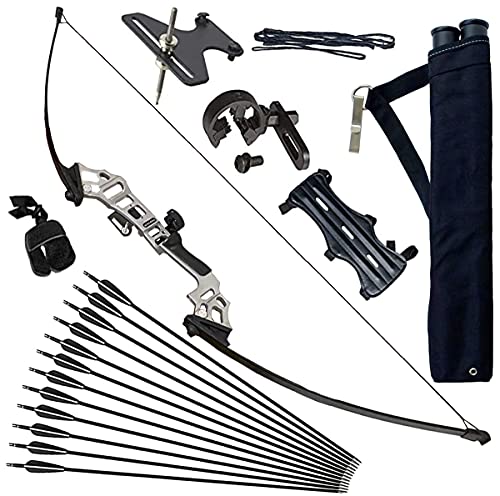 Vogbel Archery 51" Takedown Recurve Bow And Arrows Set For Adults 30 40 Lb Right Hand Longbow Kit Metal Riser For Hunting Shooting(Silver,40Lb) #TOP1