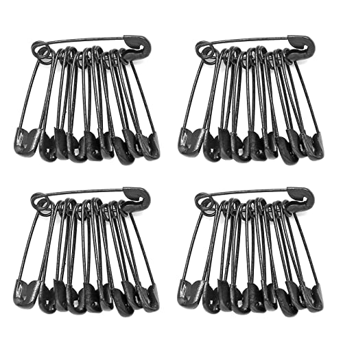 Qjaiune 100 Pcs 30mm / 1.2 Inch Heavy Duty Quilting Safety Pins, Sharp Colored Metal Pins for DIY Crafts Jewelry Baby Clothing (Black)