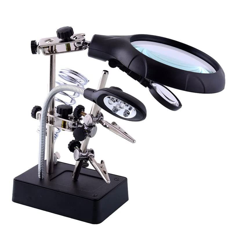 Linist Welding magnifying glass 5 LED Auxiliary Clip Magnifier 3 In 1 Hand Soldering Iron Stand Holder Station (B09XJGHDB2) Amazon Price History, Amazon Price Tracker