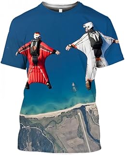 CHANYI Mens 3D Print t-shirts Parachute Men'S T-Shirt 3D Printing Retro Skydiving T-Shirt Parachuting Skydive Tee Tops Paragliding Homme Shirt