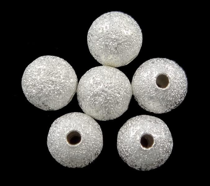 Brass Beads Stardust Metal Beads 4/6/8 mm Round Spacer Between Beads (4 mm, Silver - Pack of 50) - Image 2