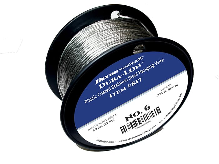 Decor Dura-Lon Vinyl Coated Stainless Steel Picture Wire #3, Max Load 20lb, 1125 Foot Roll