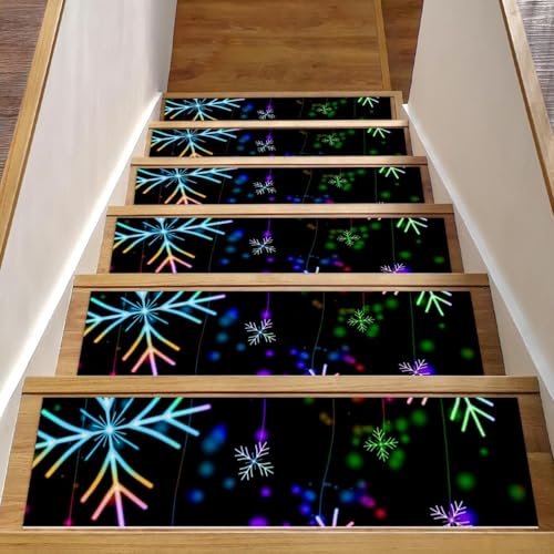 Peldaños de escalera con copos de nieve navideños para proteger a tu perro 2
