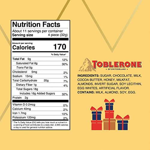 Toblerone Tiny Swiss Chocolate Gift Set, Dark Chocolate, White Chocolate, Milk Chocolate Candy Bars With Honey & Almond Nougat, 12.1 Oz (43 Pieces) #TOP6