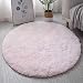 HONGBI Shaggy Rotonda Tappeto a Pelo Lungo Pelliccia Sintetica,Soffice Tappeto Peluche Morbido e Antiscivolo Moquette Tappetino Tappeti in Zona per Soggiorno Divano Camera da Letto Mats Rosa 140CM