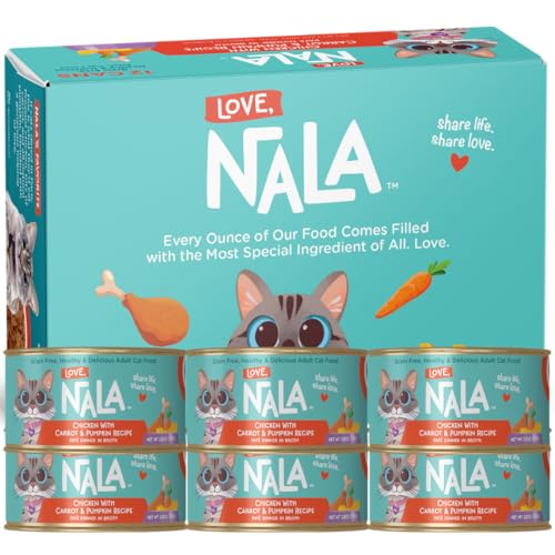 Image of LOVE, NALA - Natural Adult Cat Wet Food - Pate Chicken with Carrot & Pumpkin Recipe- Grain Free, Non-GMO, Lean Protein, Digestive Fiber Blend, Added Minerals & Vitamins - 12 Pack 2.4 lbs.