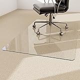 Easly 36' x 46' Chair Mat for Carpet - Office Chair Mat - Tempered Glass Floor Mat for Home/Office/Carpet Clear Computer Floor Mat - with 4 Anti-Slip Pads