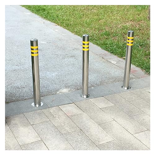 WQPMNYG Heavy Duty Steel Parking Bollards, 4 Pack 60cm Traffic Barrier for Driveway, Warehouse, Factory, Construction Site Safety