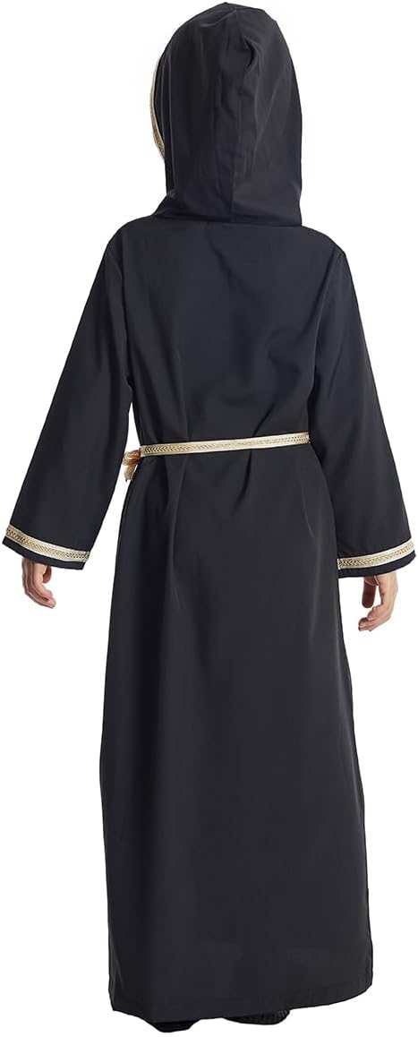 ODIZLI Kids Girls Abaya Long Sleeve Hooded Maxi Dress Dubai Islamic Dress Casual Dress