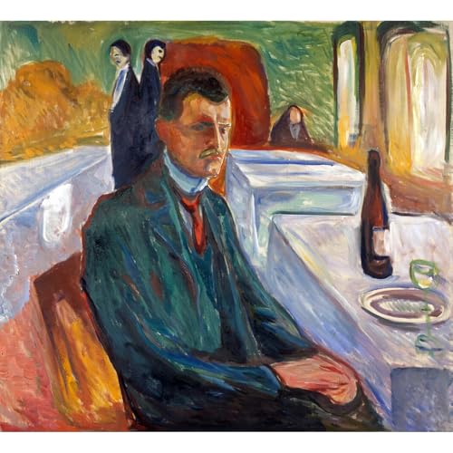 Toile Munch Autoportrait pour decorer un grand mur vide de salon 127 cm