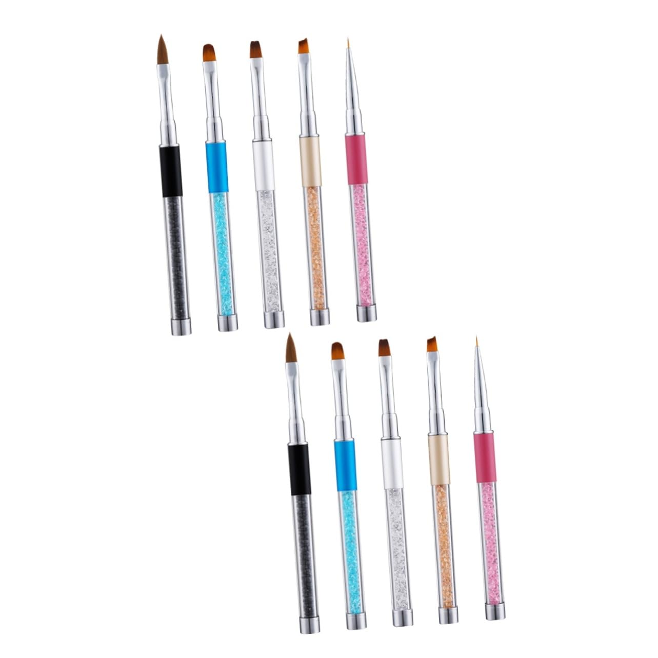 Healeved 10pezzi Pennelli Per Manicure Acrilico Con Manico Rhinestone Kit Di Strumenti Per Nail Art Per Uso Professionale e Domestico