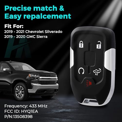 image for HelloAuto Key Fob Replacement Fit for GMC Sierra 1500 2500 3500 2019-2