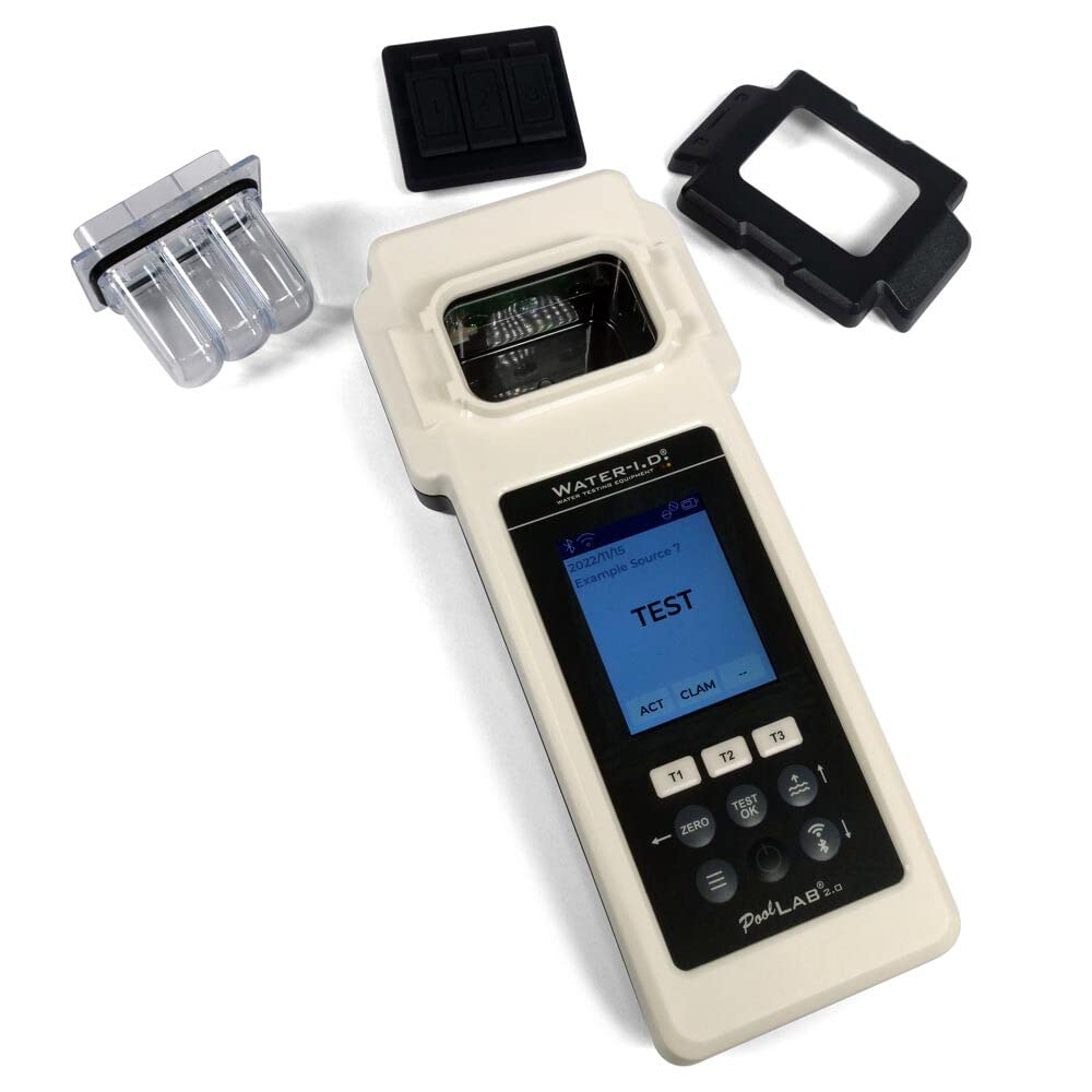 PoolLAB 2.0 Photometer 24 in 1 Pooltester - 3 Messungen gleichzeitig - Wasseranalysegerät - Pool Whirlpool - IP68 - Bluetooth - inkl. 70 Testtabletten