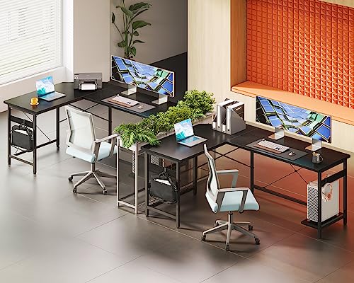 Coleshome 59" L Shaped Corner Computer Desk, Sturdy Home Office Table, Writing Larger Gaming Workstation, Black #TOP3
