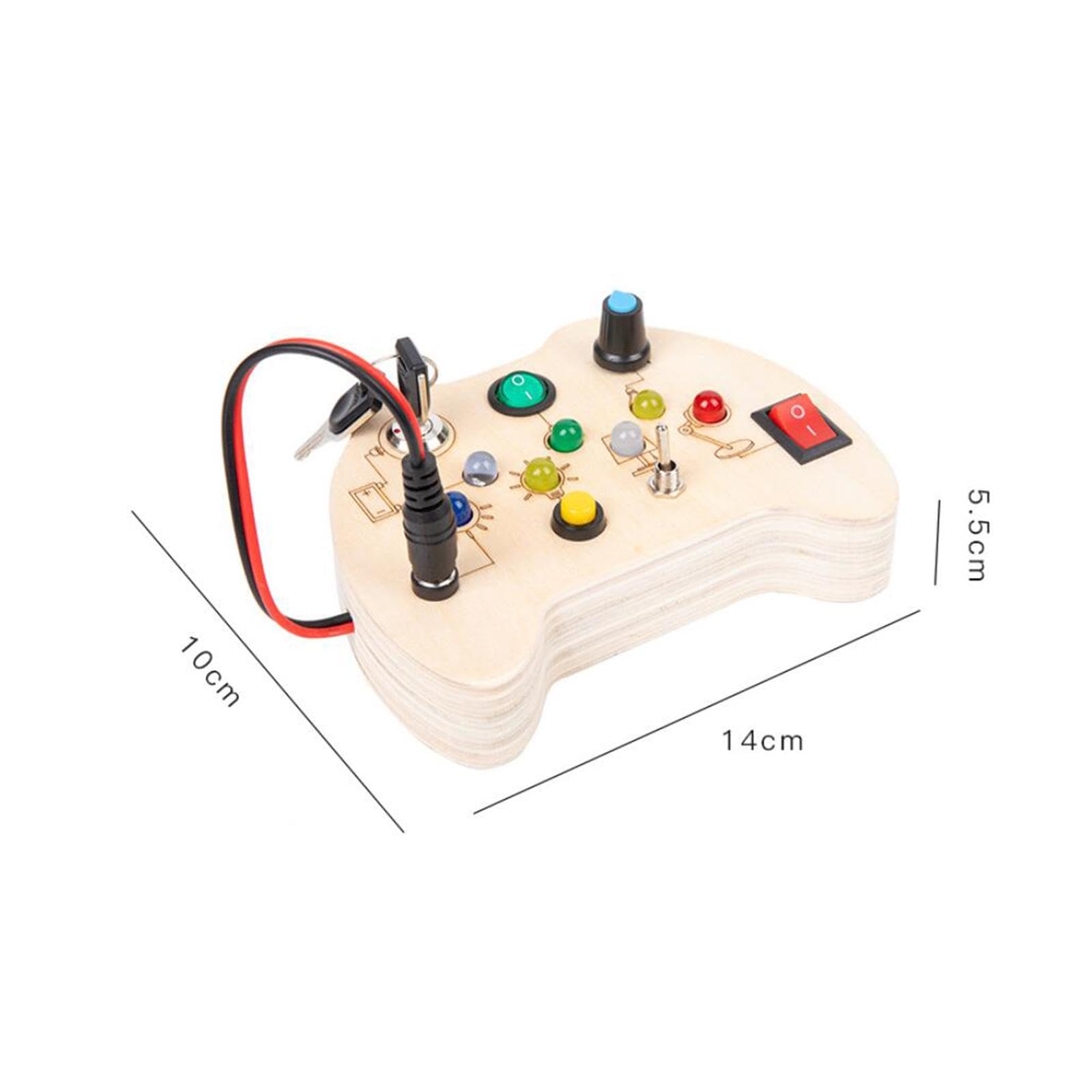 Qianly Busy Board Tablero Sensorial Juguete Educativo Tablero de Interruptores de Luces Tablero de Madera Conmutadores LED Estimulación Temprana