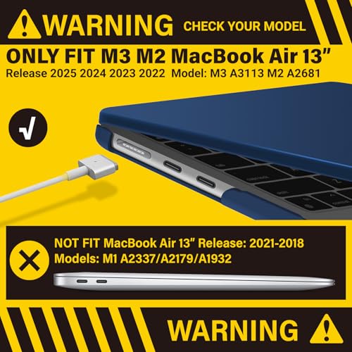 IBENZER Compatible with MacBook Air 13 inch case 2026 2025 2024 2023 2022 M4 A3240 M3 A3113 M2 A2681, HardShellCase & Sleeve & KeyboardCover &Type-C Adapter, Navy Blue, KK-NVBL+3 by IBENZER - Image 3