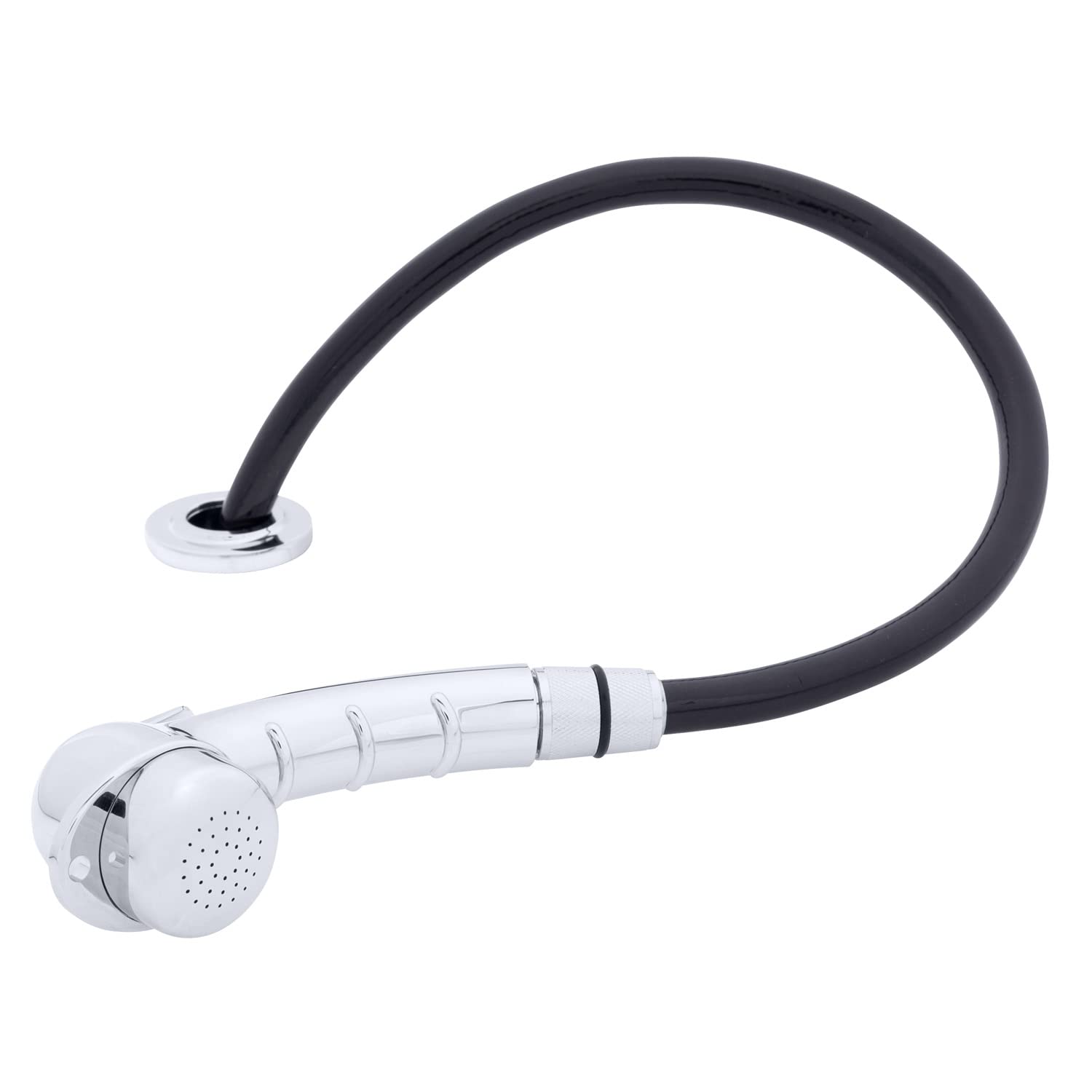 Ambassador Marine Deck-Mount Sprayer- Small Chrome Sprayer, 6' Black Rubber Hose, Low Profile Holder - 134-0011-CP-W