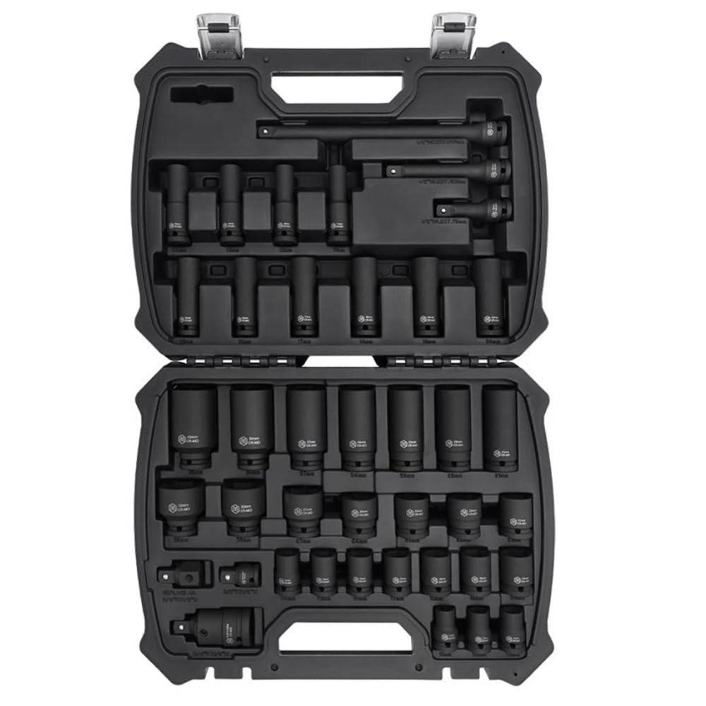 MichaelPro Steckschlüssel-Set 1/2 Zoll – 6 Größen, Dünnwandig, Chrom-Moly-Stahl, Inkl. Knockout-Stange