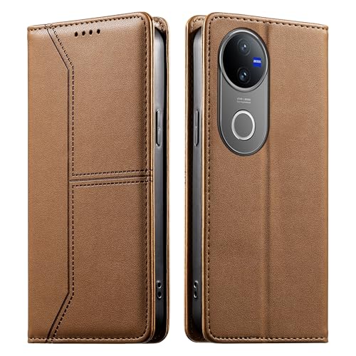 �Ή��@�� for Vivo V50 5G / V50E �t���b�v�X�^���h ���Ύ� �J�� �X���b�g ���z �ی�P�[�X Brown