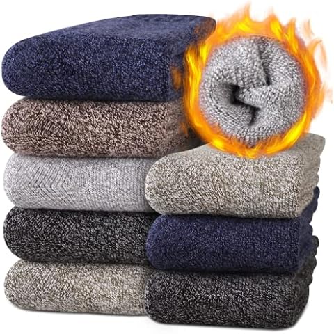 Heatuff Mens Thick Wool Socks Thermal Warm Winter Crew Socks 5 Pairs Multicolors Cover