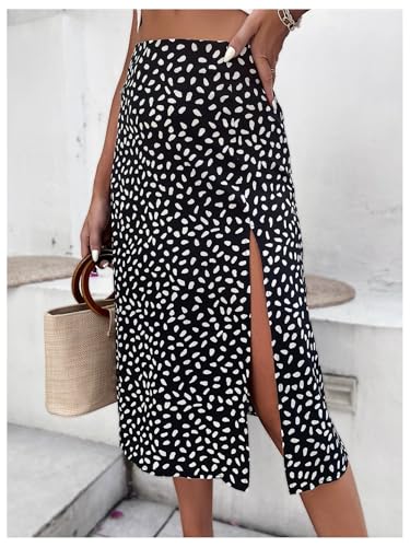 Floerns Women's Boho Floral High Waist Split A Line Midi Skirt2