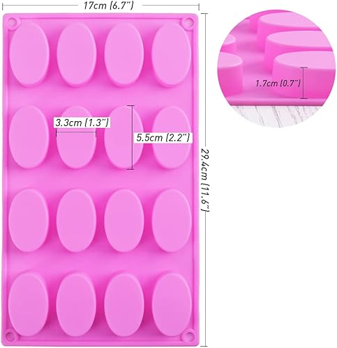 Miniatura 7 de Newk Moldes de jabón ovalados de silicona, 2 paquetes de 16 cavidades, mini molde de jabón hecho a mano para viajes
