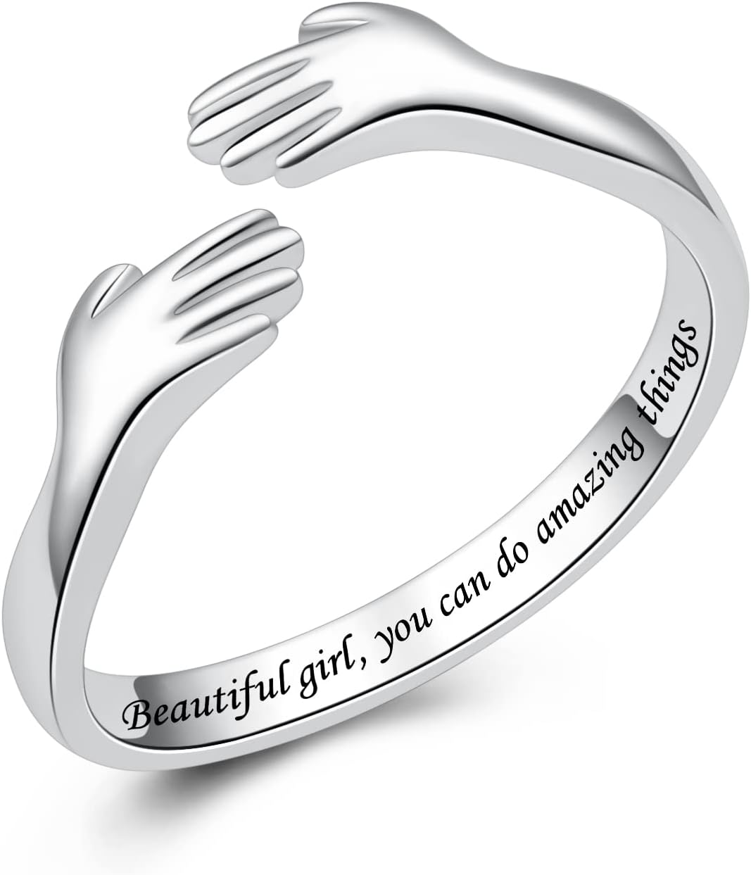 925 Sterling Silver Hug Rings for Women Silver Hugging Ring Jewelry Rings Always My Daughter Forever My Friend Ring for Teen