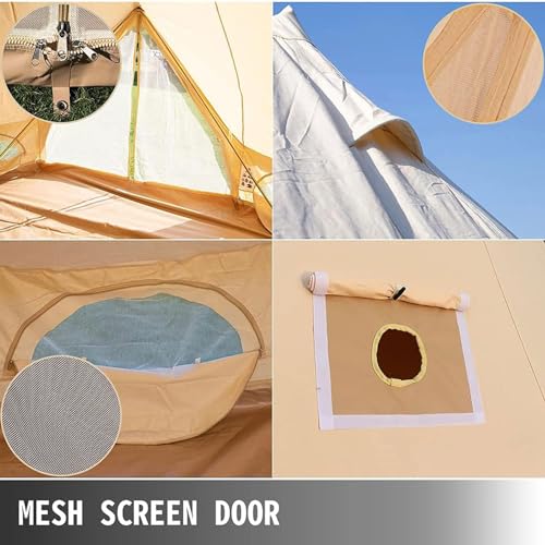 SULQING Yurt Tents Bell Tent Oxford Fabric 4 Season Pyramid Tent with Stove Hole - Image 6