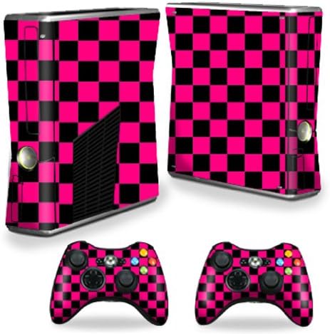 MightySkins Skin - Skin compatible con Microsoft Xbox 360 S Slim 2 Controller Skins Wrap Sticker Skins Pink Check