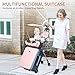LemoHome Expandable Luggage with Spinner Wheels,Large Suitcases with Child Seat Design,Hard Luggage for Women and Men,20 inch Hardside Carry on Luggage for Travel (Pink)