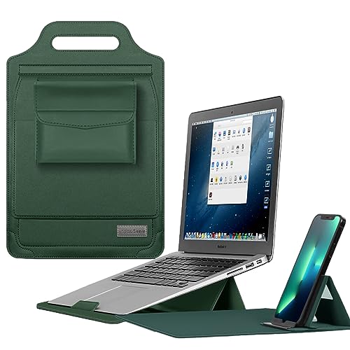 Housse ordinateur béquille 12 pouces en PU avec tapis de souris et rangement chargeur intégré