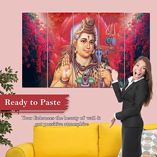 Image of Maxstone Shiva Shiv Shivji Bholebaba Mahadev Wall Painting for Living Room, Bedroom, Office, Hotels,Drawing Room Wooden Framed Digital Painting (30x60 inch) M1157