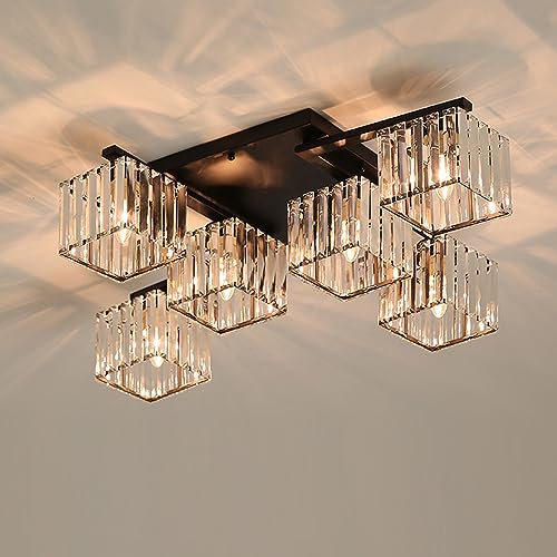Lumière de plafond pour chambre haut de gamme, design Sputnik orné de cristal noble
