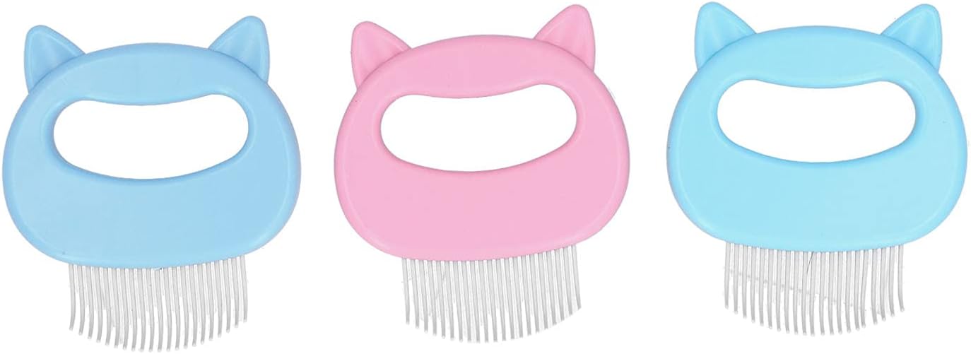 Pet Shell Shape Grooming Brush 3 Pack, ABS Deshedding Comb for Dogs Cats with Ergonomic Design, 3.9x3.5 Inch Blue Green Pink