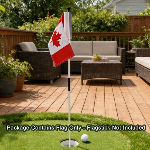 FlagFest Canada Flag Golf Putting Green Flag 6x12 Inch – Premium 600D Polyester Double-Stitched, UV Fade Resistant, Tool-Free with Reflective Fabric & ABS Flag Sleeve, 1-Pack for Backyard Practice by FlagFest - Used condition - Image 8